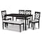 Baxton Studio Gabriel Grey Upholstered and Dark Brown Wood 6-Piece Dining Set 171-10949-10915-10519 - alternate 1